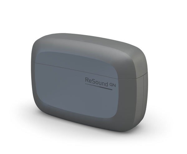 Caricabatterie portatile Premium in antracite con apparecchi acustici ReSound ONE 5/9 
